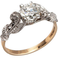Edwardian 0.84 Carat Diamond Gold Platinum Engagement Ring