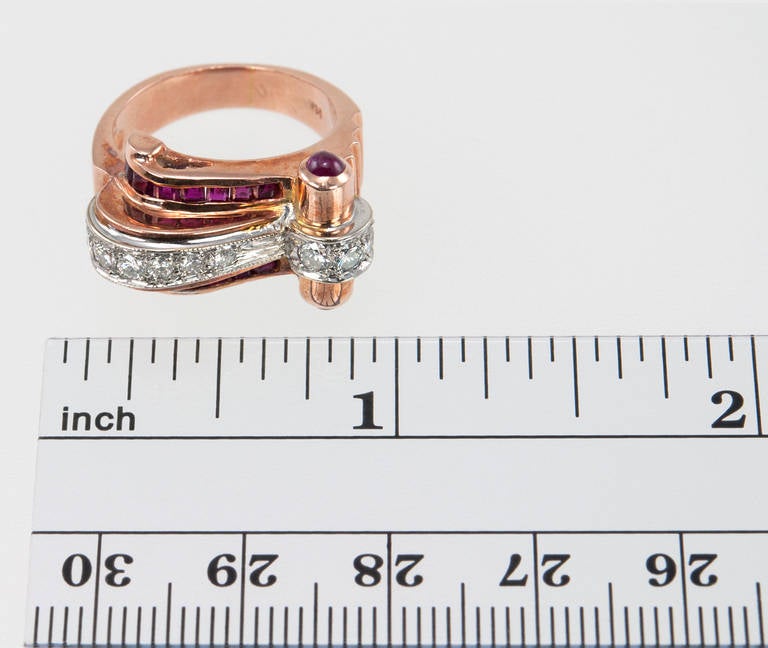 Ruby Diamond Rose Gold Retro Ring