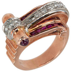 Ruby Diamond Rose Gold Retro Ring Ruby Diamond Rose Gold Retro Ring
