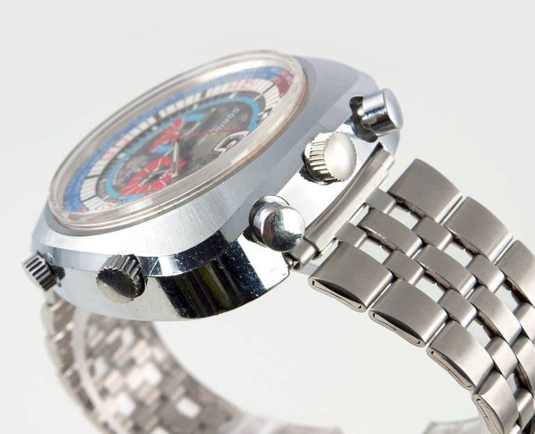 Men's Sorna Stainless Steel Chronograph Wristwatch circa 1970s