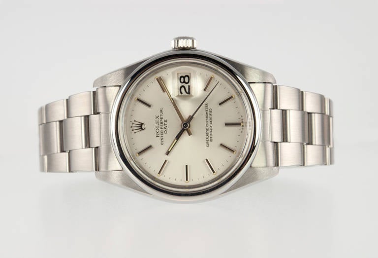 Women's or Men's Rolex Date Stainless Steel Wristwatch, Ref 1501, Circa 1973
