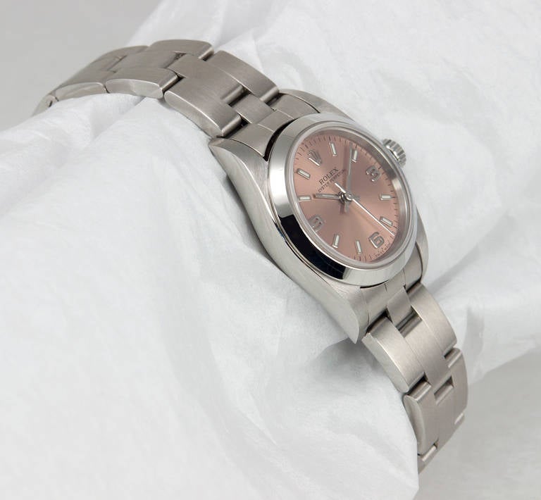 Rolex Lady's Stainless Steel Oyster Perpetual Wristwatch circa 2005 In Excellent Condition In Los Angeles, CA