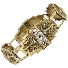 Art Deco Egyptian Revival Link Bracelet