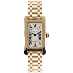 Cartier Lady's Yellow Gold Tank Americaine Wristwatch with Bracelet