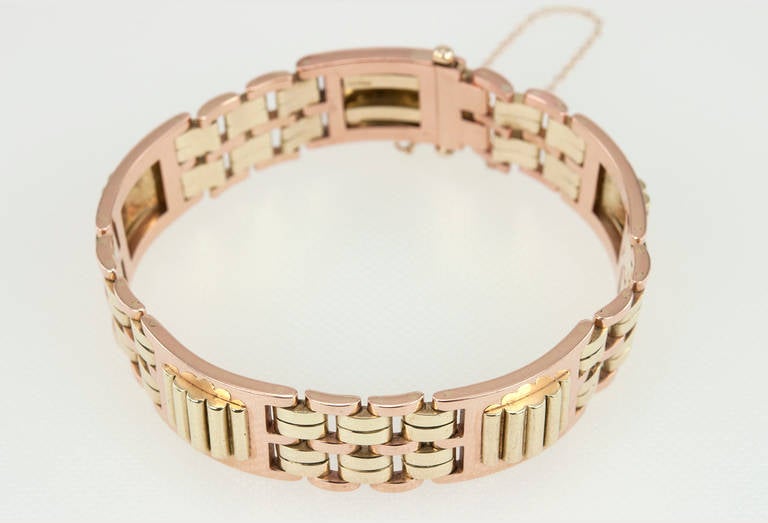 Women's Cartier Retro Rose and Yellow Gold Link Bracelet For Sale