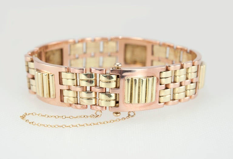 Cartier Retro Rose and Yellow Gold Link Bracelet For Sale 1