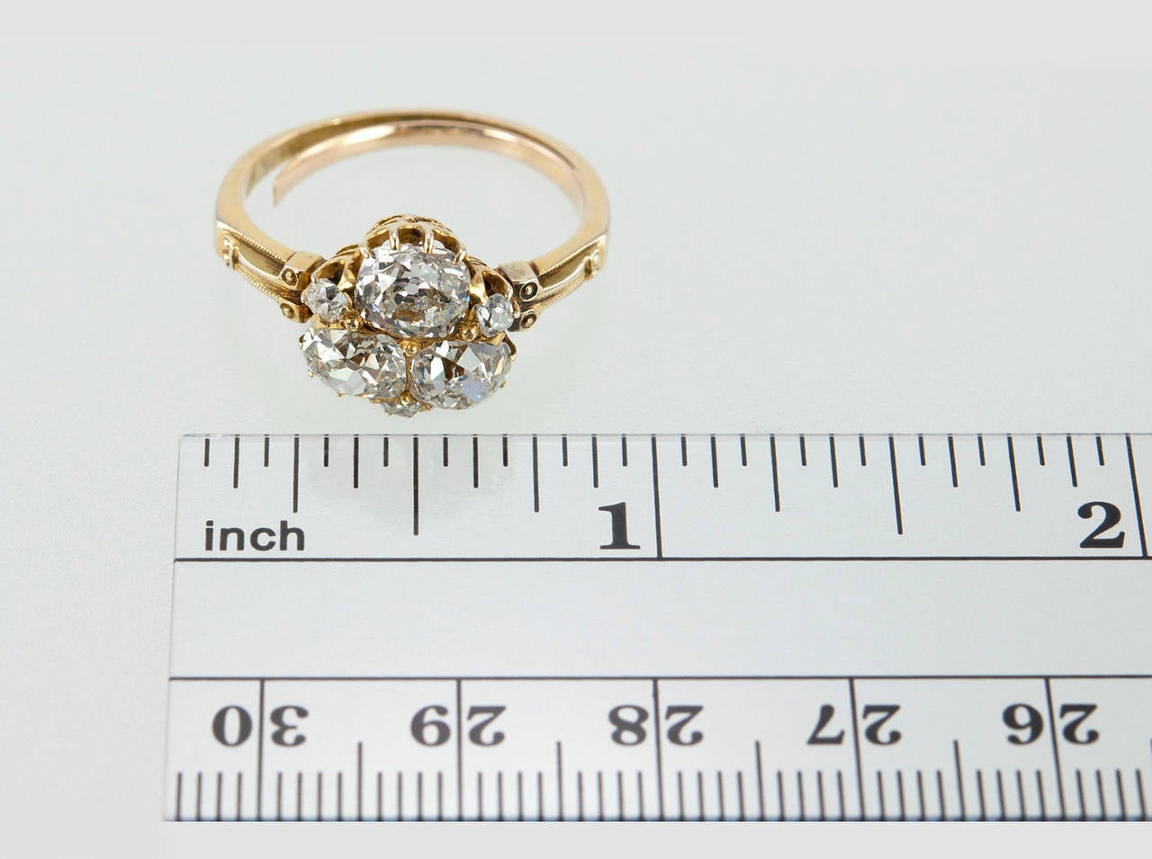 Unique Victorian Old Mine Cut Diamond Gold Ring For Sale 3