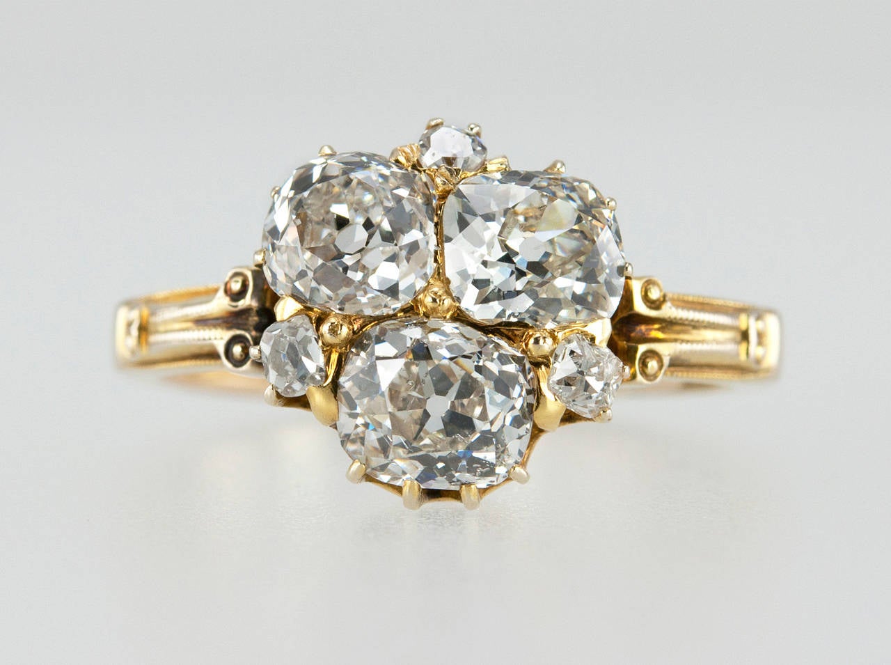 Women's Unique Victorian Old Mine Cut Diamond Gold Ring For Sale