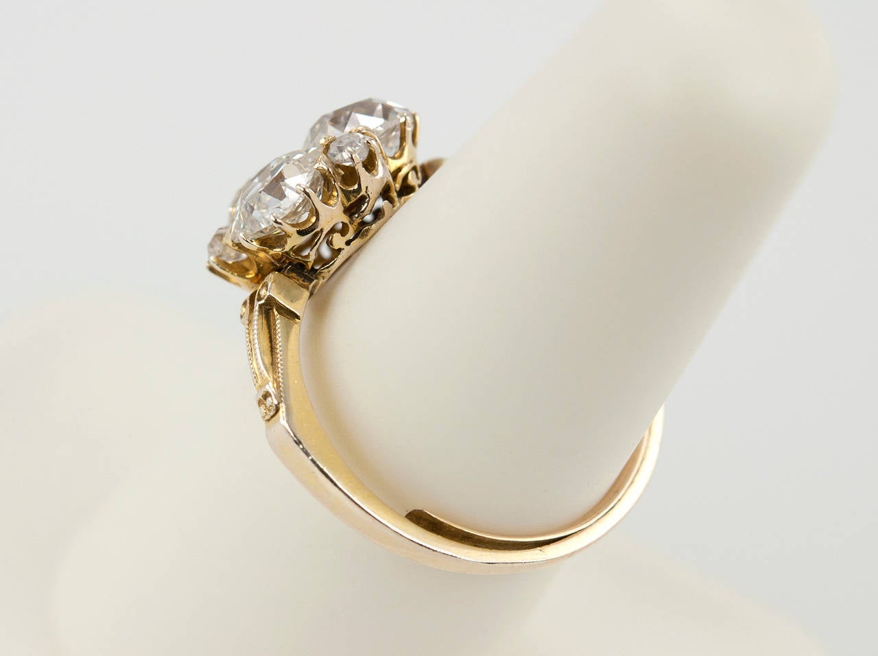 Unique Victorian Old Mine Cut Diamond Gold Ring For Sale 6