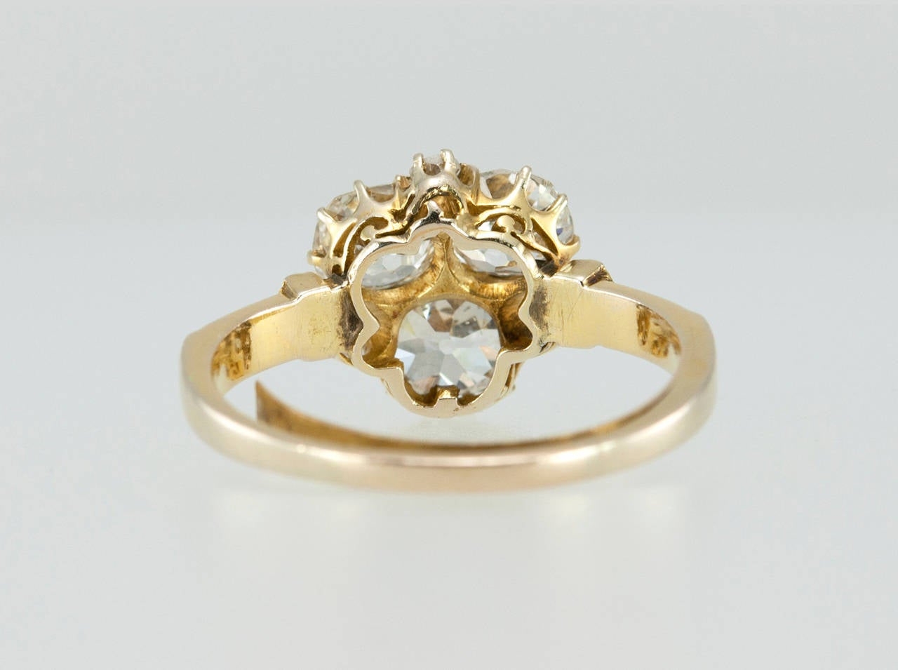Unique Victorian Old Mine Cut Diamond Gold Ring For Sale 2
