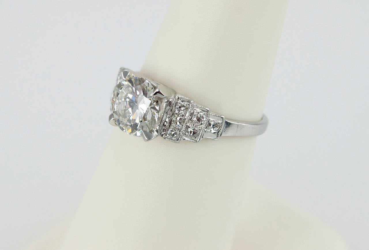 1.31 Carat Diamond Platinum Ring with Step Mounting For Sale 1