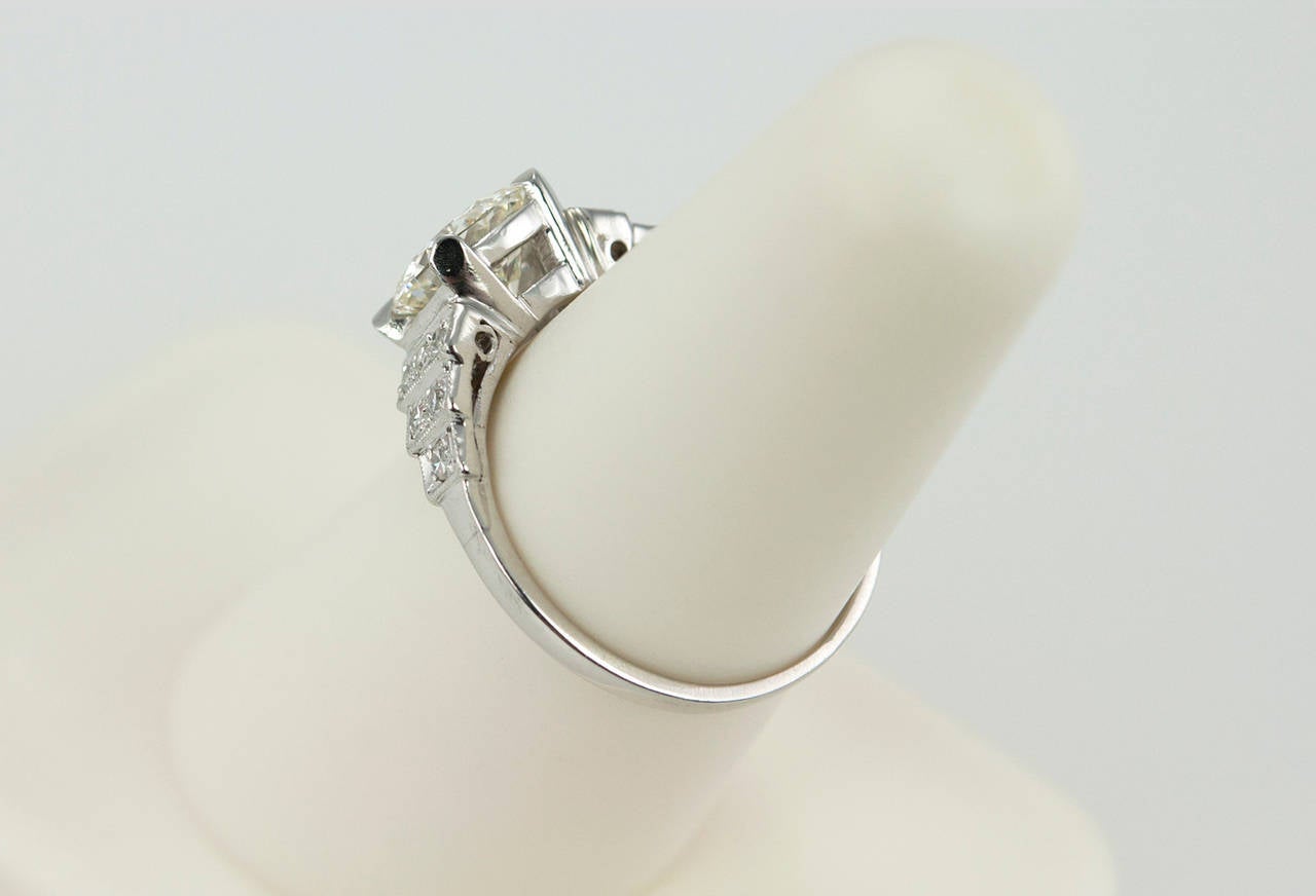 1.31 Carat Diamond Platinum Ring with Step Mounting For Sale 2