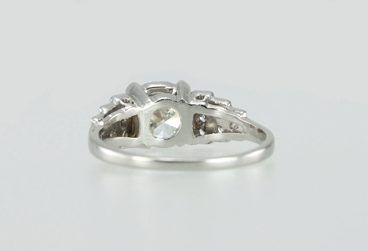 1.31 Carat Diamond Platinum Ring with Step Mounting For Sale 3