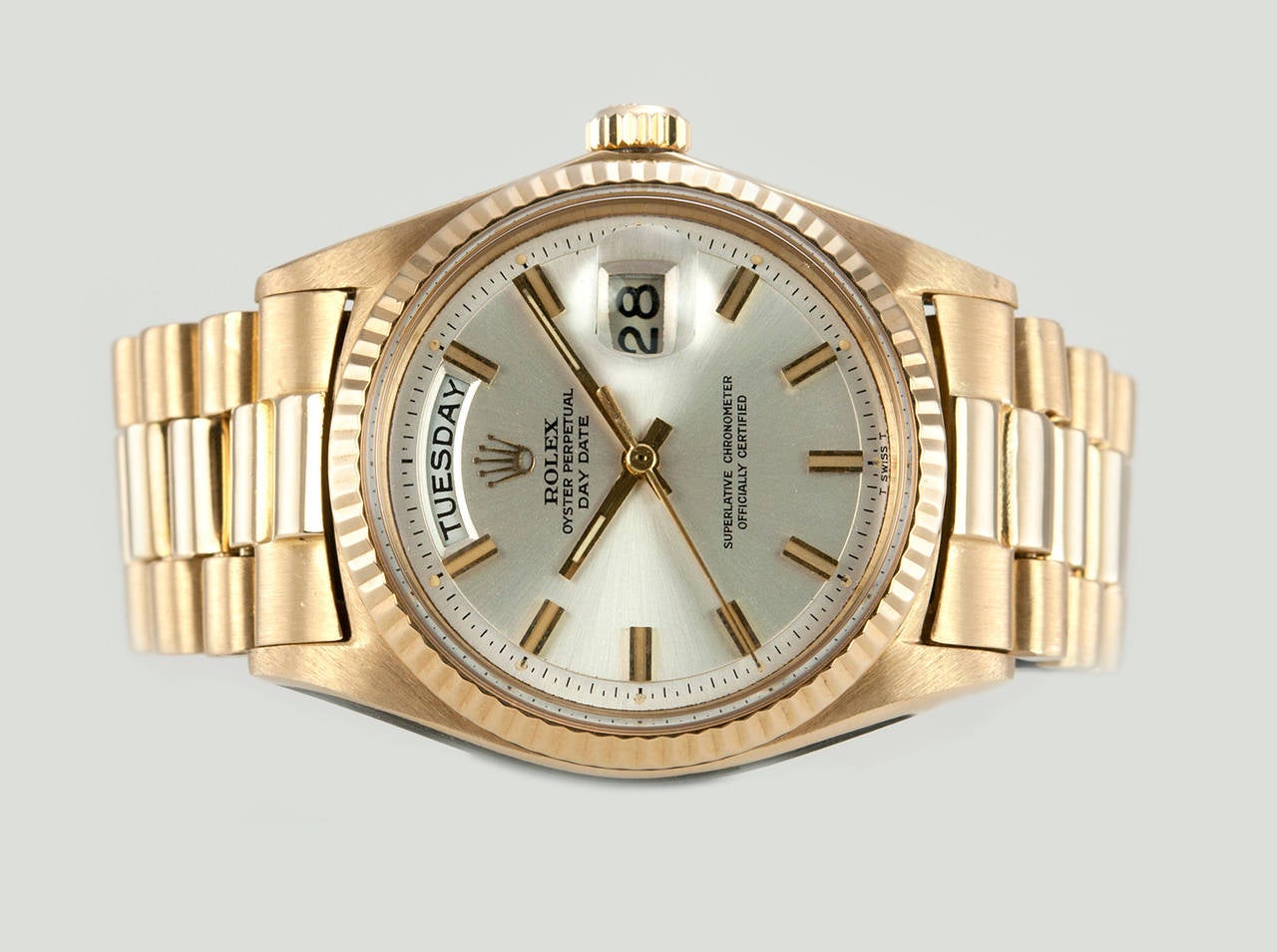 Men's Rolex Yellow Gold Day-Date President Wristwatch Ref 18308 circa 1980s