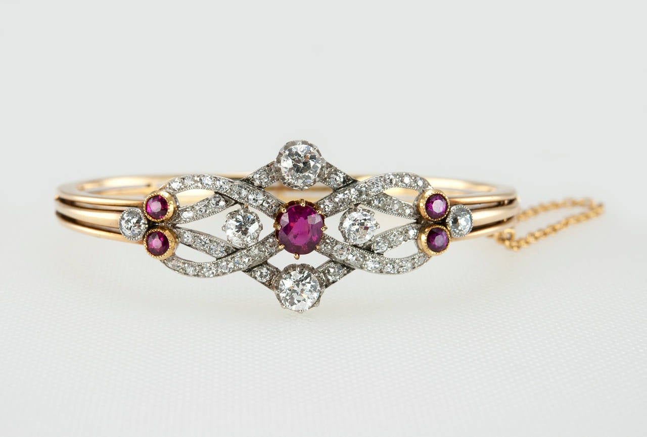Victorian Ruby Diamond Gold Bracelet