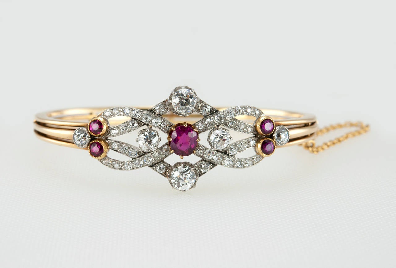Victorian Ruby Diamond Gold Bracelet