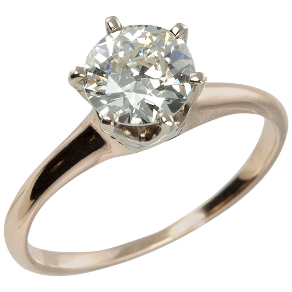 1.03 Carat Old European Cut Diamond Solitaire Ring