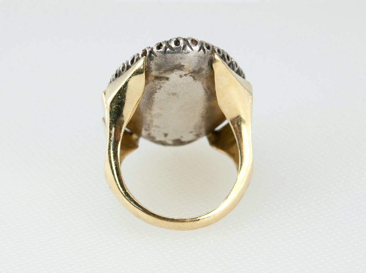 Navette Shaped Blue Enamel Diamond Ring For Sale 3
