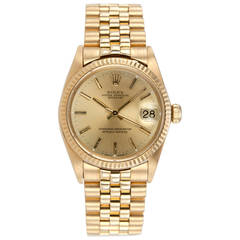 Rolex Midsize Yellow Gold Datejust Wristwatch Ref 6827 1979
