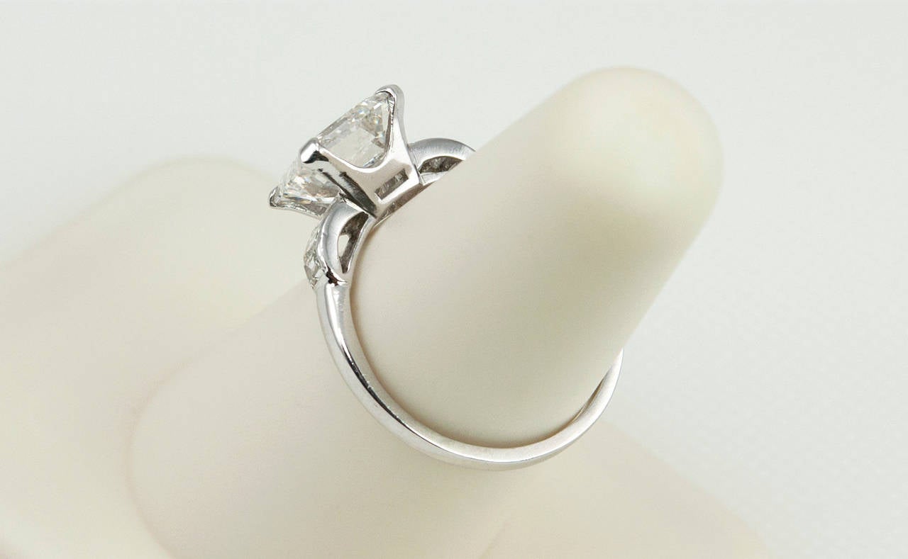 2.26 Carat Square Emerald Cut Diamond Engagement Ring For Sale 1