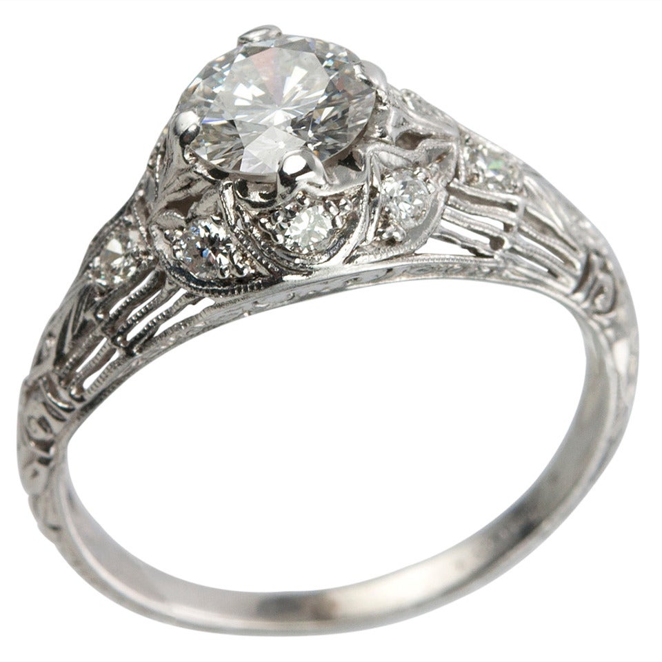 Edwardian 0.70 Carat Diamond Engagement Ring