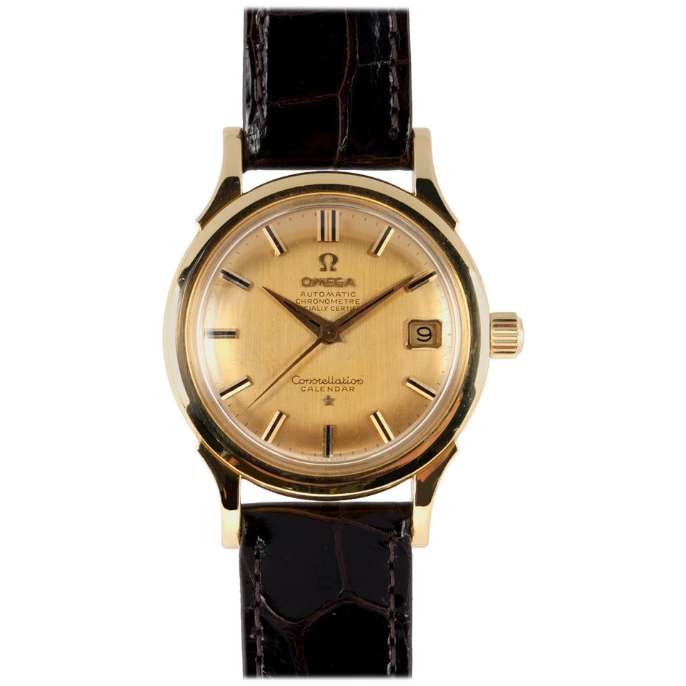 Omega Yellow Gold Constellation Wristwatch circa 1960 For Sale