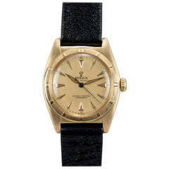 Retro Rolex Yellow Gold Bubbleback Wristwatch Ref 6011 crica 1950s