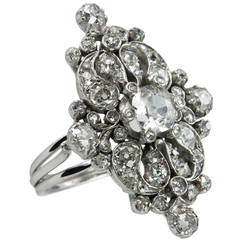 Old Mine Cut Diamond and Platinum Ring 9