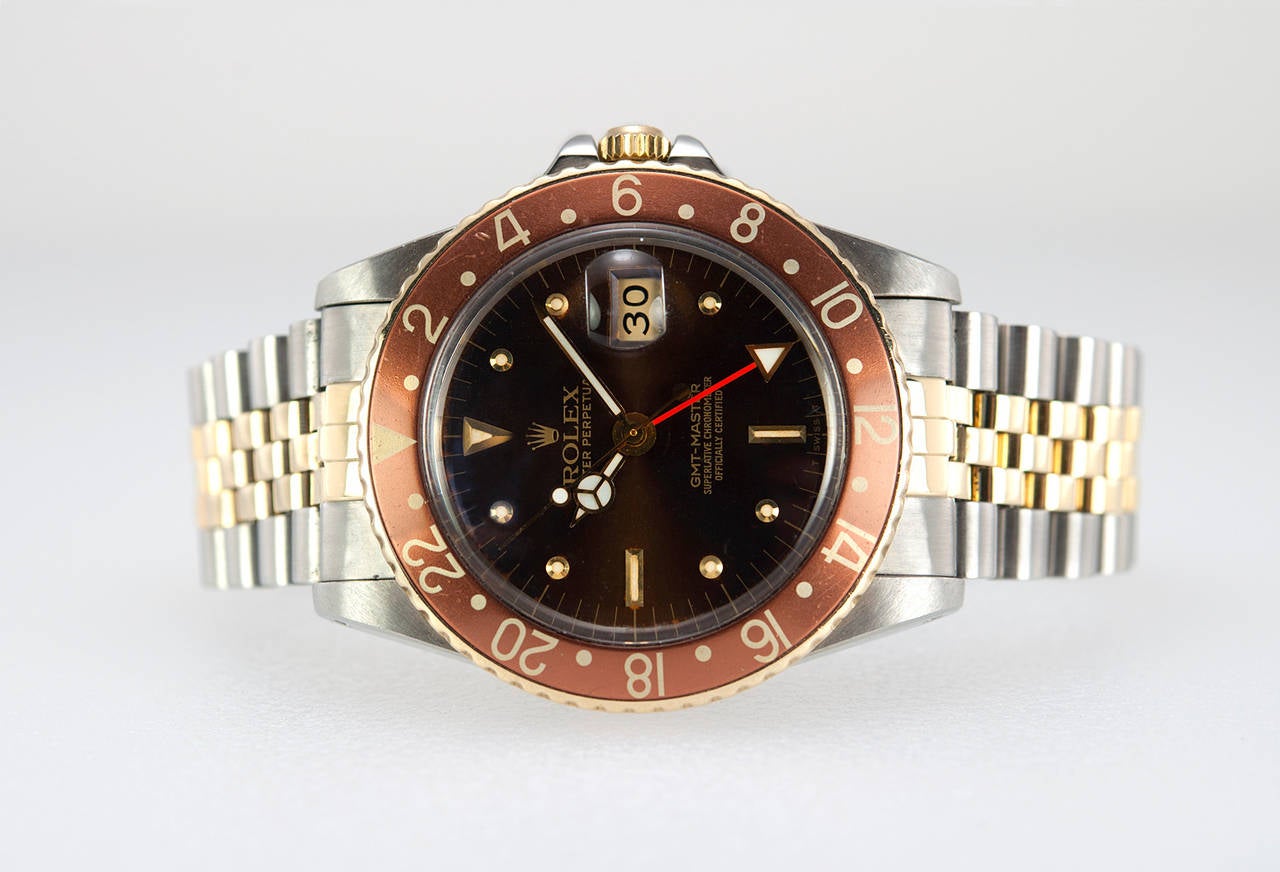 Men's Rolex Stainless Steel and Yellow Gold GMT-Master Wristwatch Ref 16753  1982