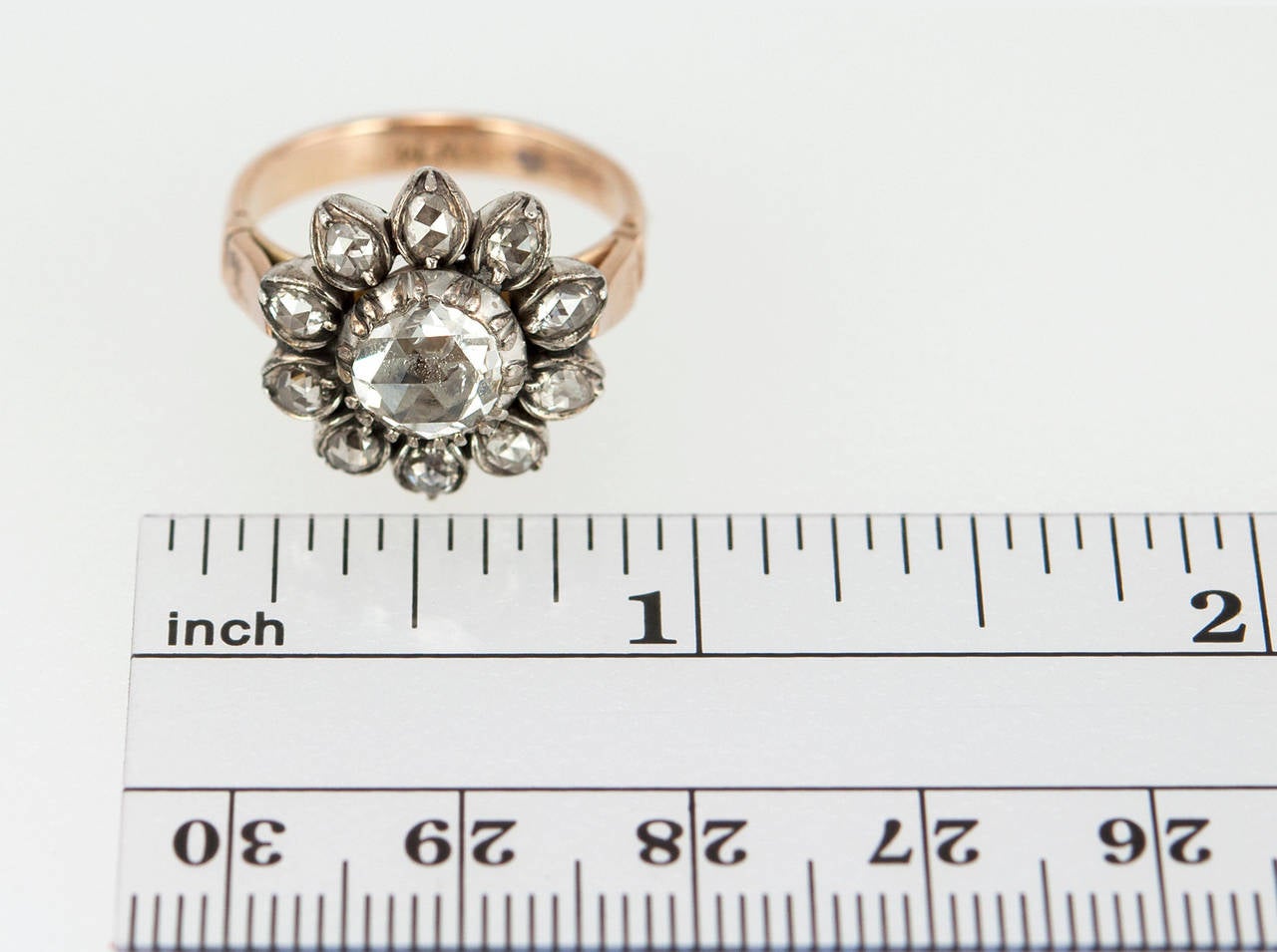 Victorian Rose Cut Diamond Gold Cluster Ring at 1stDibs