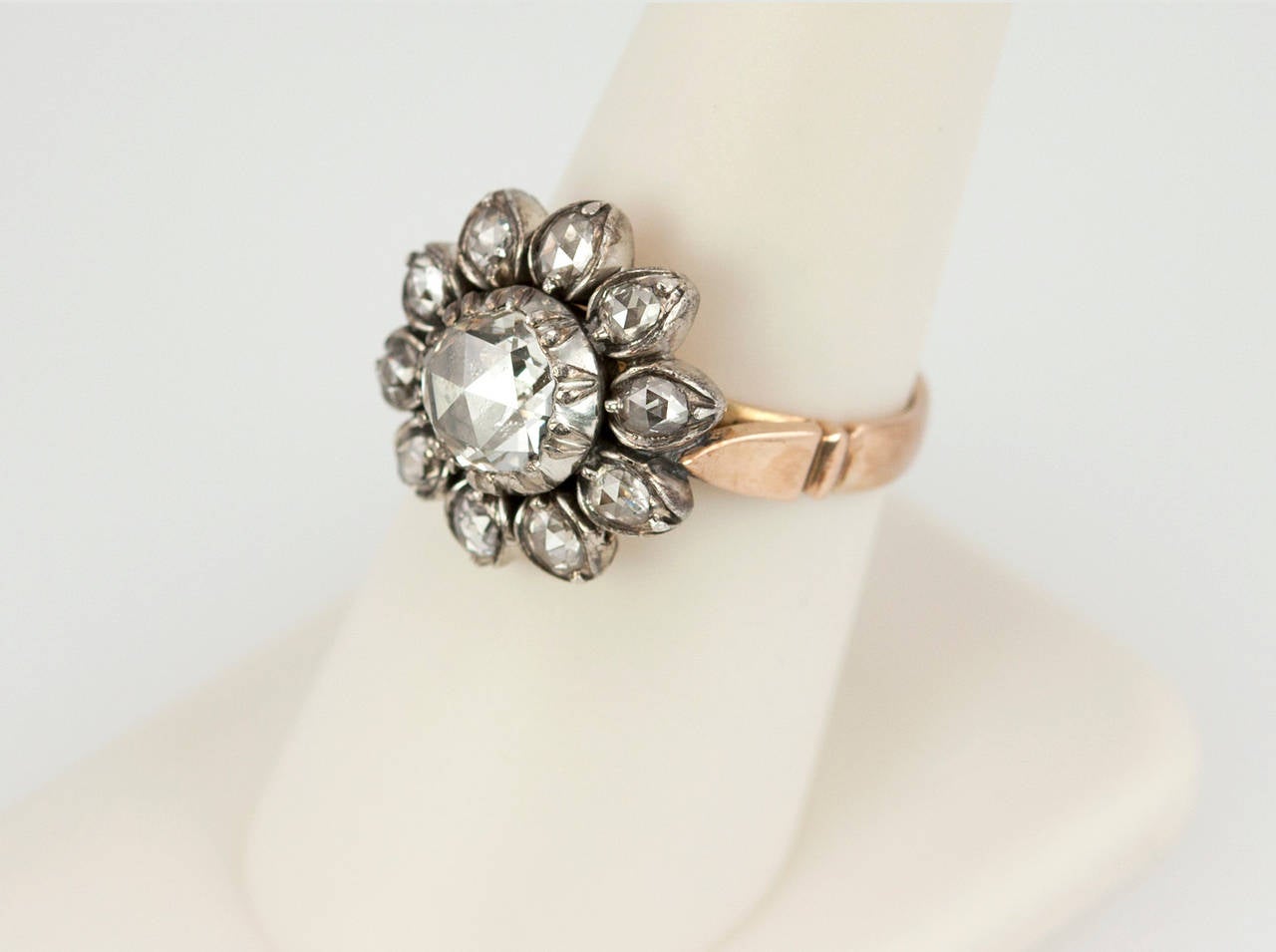 Victorian Rose Cut Diamond Gold Cluster Ring at 1stDibs