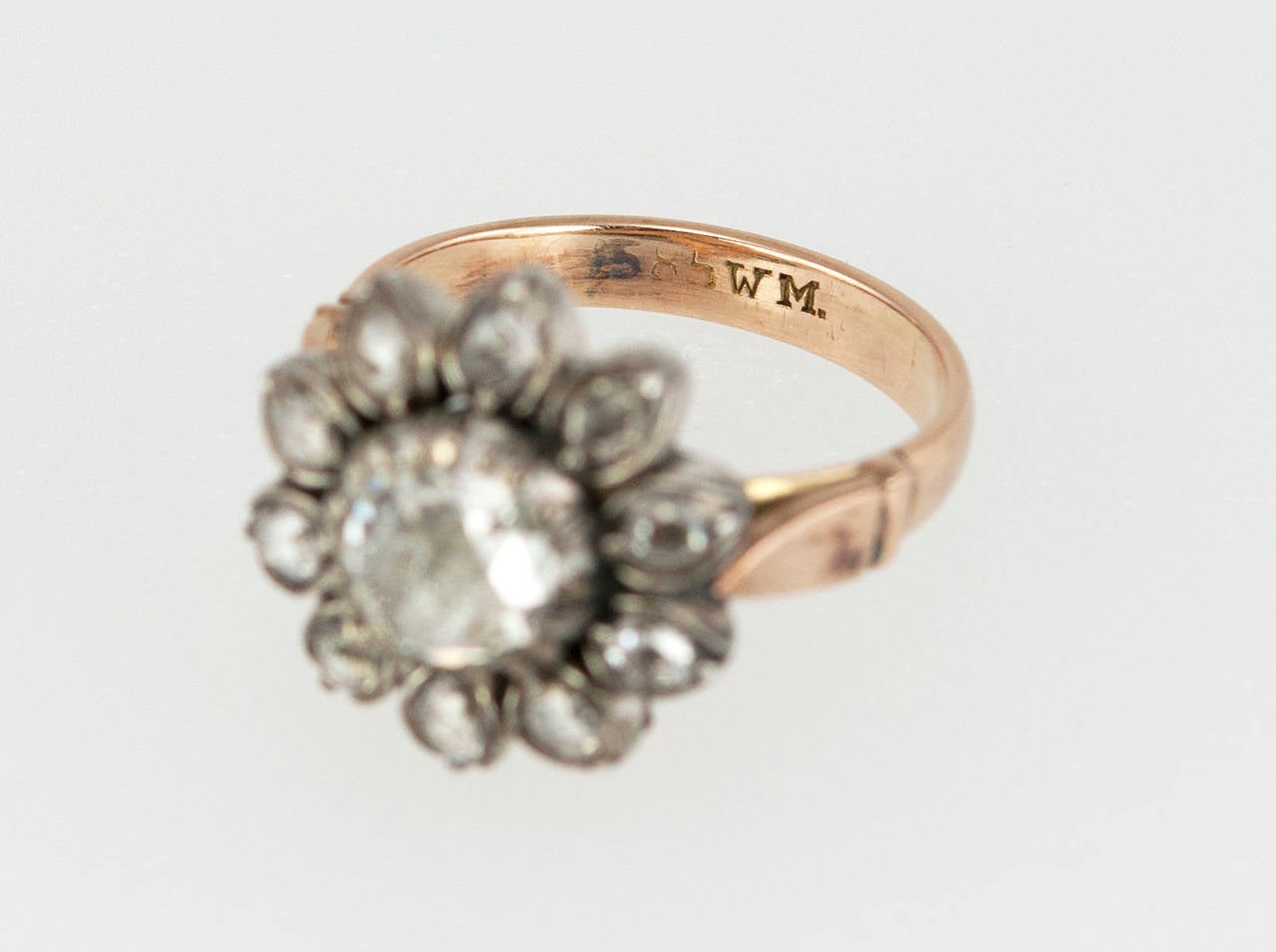 Victorian Rose Cut Diamond Gold Cluster Ring at 1stDibs