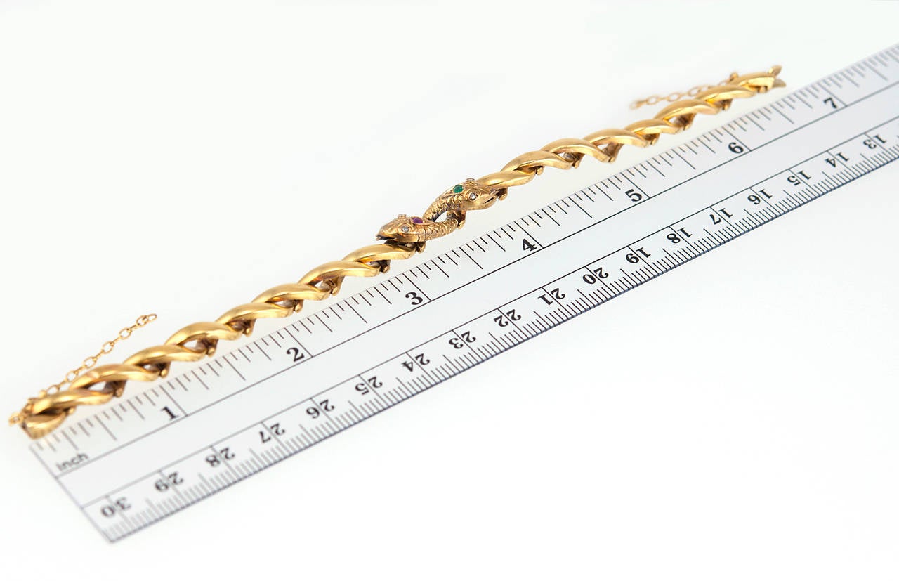 Victorian Two-Headed Snake Gold Bracelet at 1stDibs
