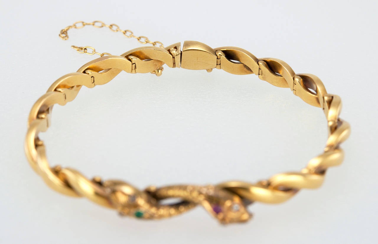 Women's Victorian Two-Headed Snake Gold Bracelet