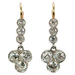 Edwardian Diamond Cluster Drop Earrings