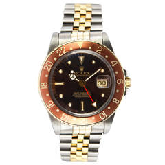 Rolex Stainless Steel and Yellow Gold GMT-Master Wristwatch Ref 16753  1982