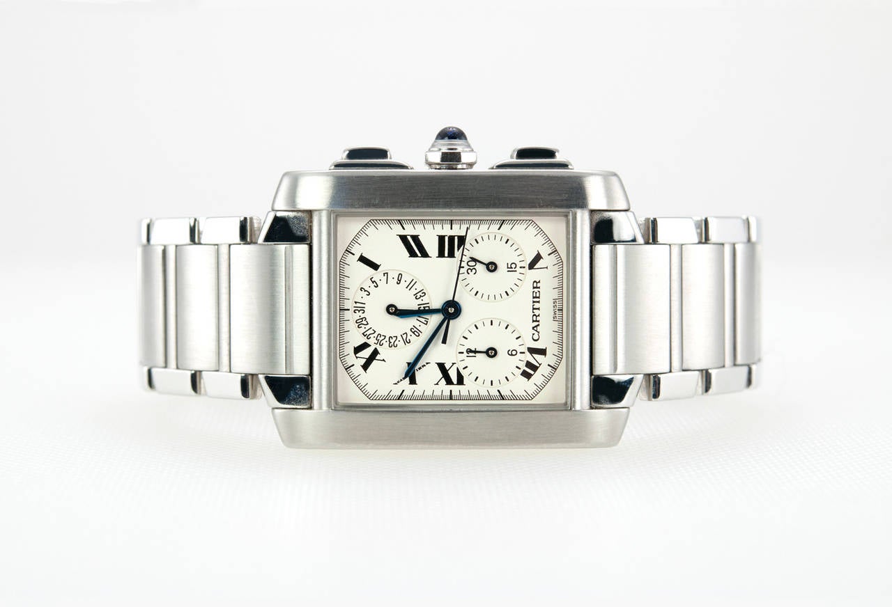 Women's or Men's Cartier Stainless Steel Tank Francaise Chronoflex Wristwatch Ref W51024Q3
