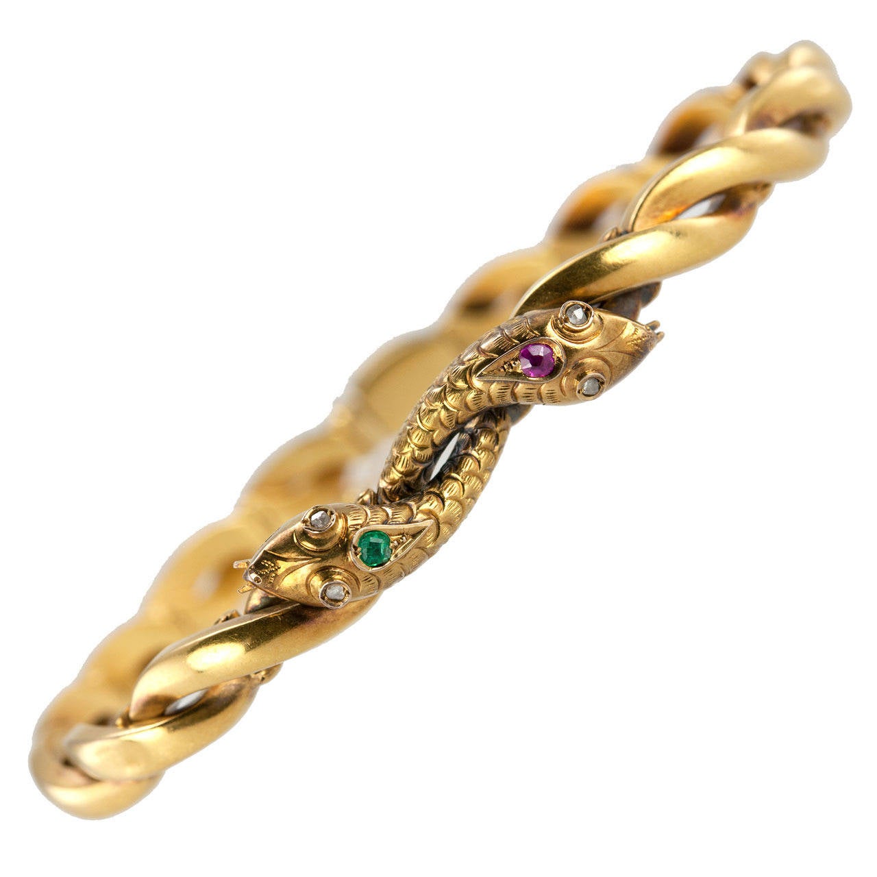 Victorian Two-Headed Snake Gold Bracelet