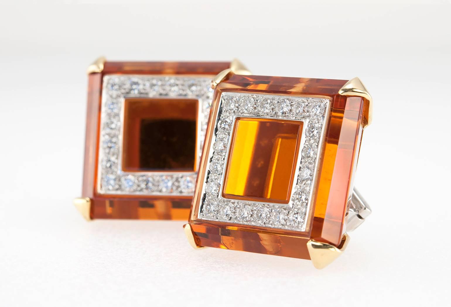 Legnazzi Citrine diamond gold Earrings In Good Condition For Sale In Los Angeles, CA