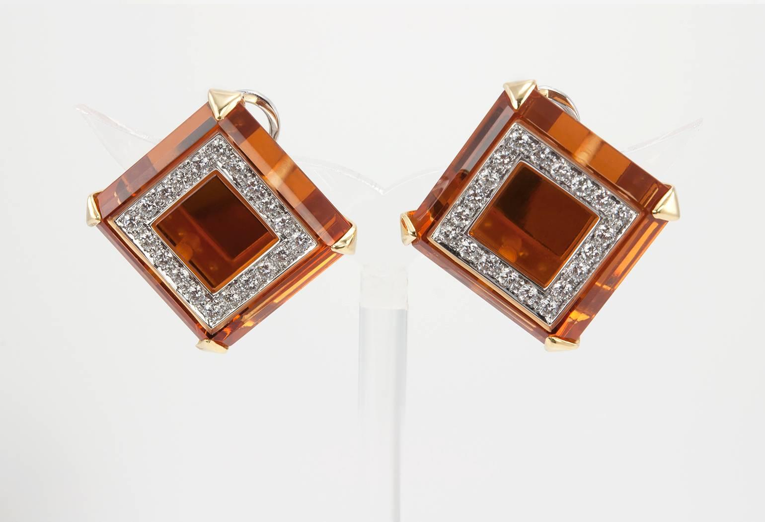 Legnazzi Citrine diamond gold Earrings For Sale 2