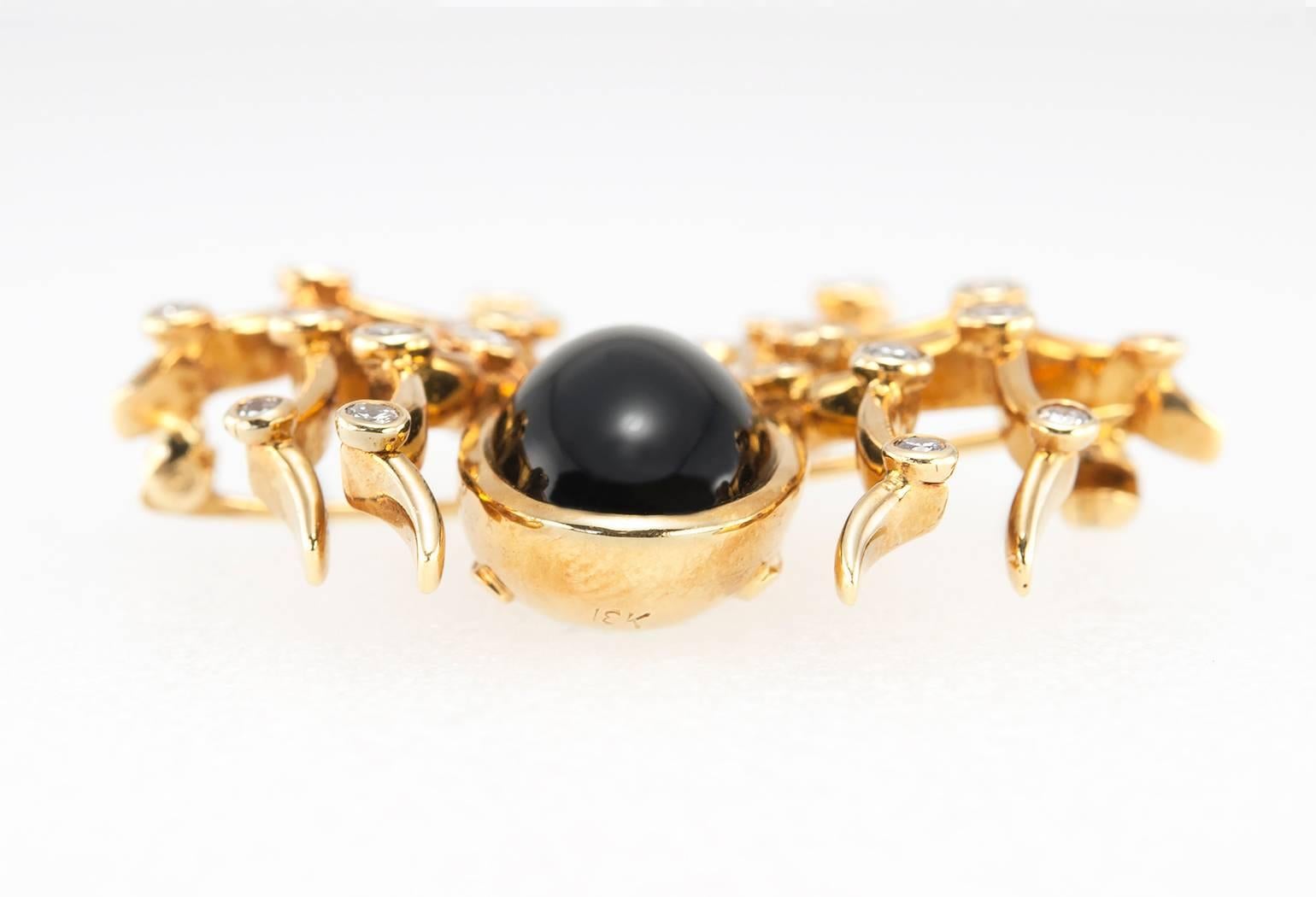 Women's or Men's Tiffany & Co. Paloma Picasso Onyx Tourmaline Diamond Gold Spider Brooch