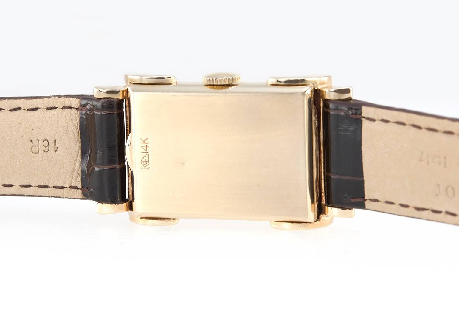 Longines Yellow Gold Diamond Rectangular Dress Wristwatch 2