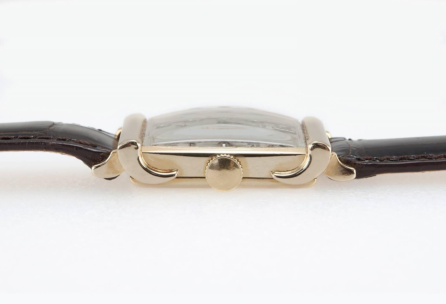 Women's or Men's Longines Yellow Gold Diamond Rectangular Dress Wristwatch