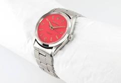 Rolex Perpetual Steel Watch with Custom Red Dial, Ref 6564, Circa 1962