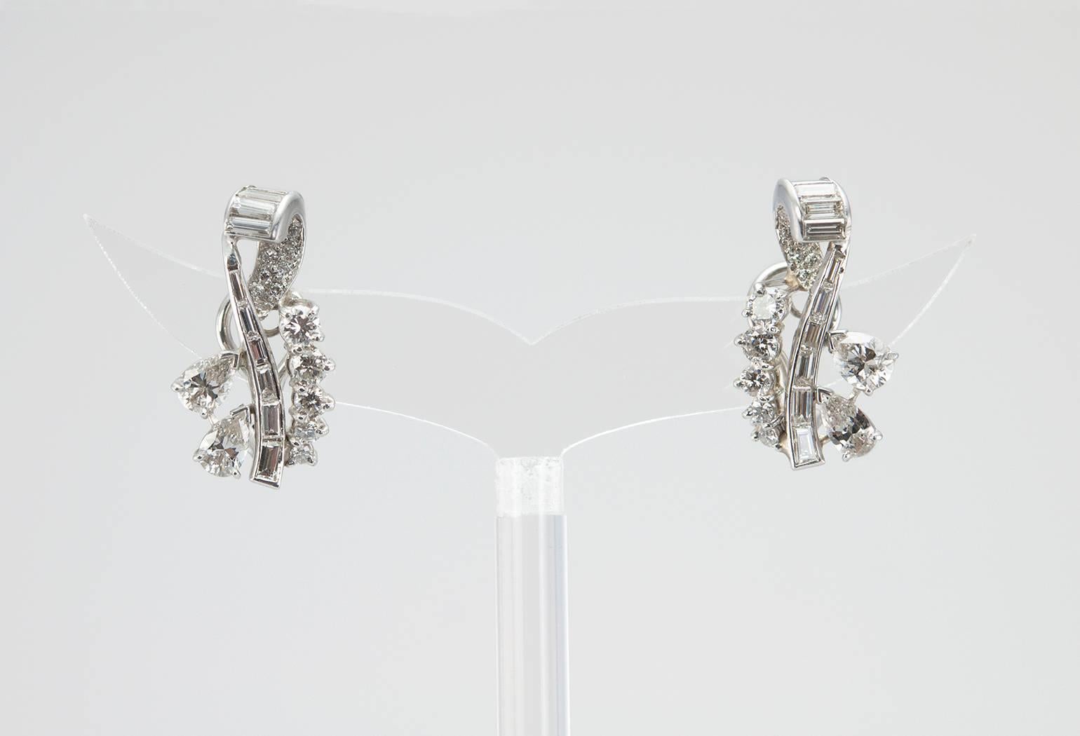 Women's Diamond Platinum Ear Crawler Earrings For Sale