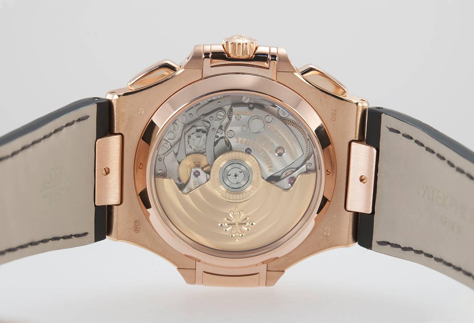 Men's Patek Philippe rose gold Nautilus Chronograph Wristwatch ref 5980R For Sale