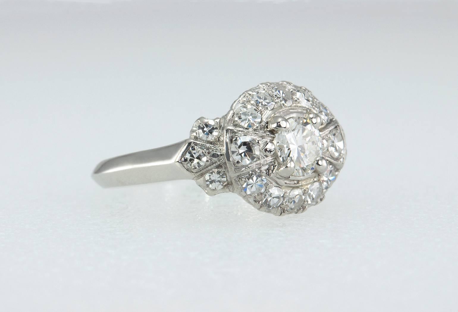 Women's 1940s Diamond Platinum Bow-Shaped Ring For Sale