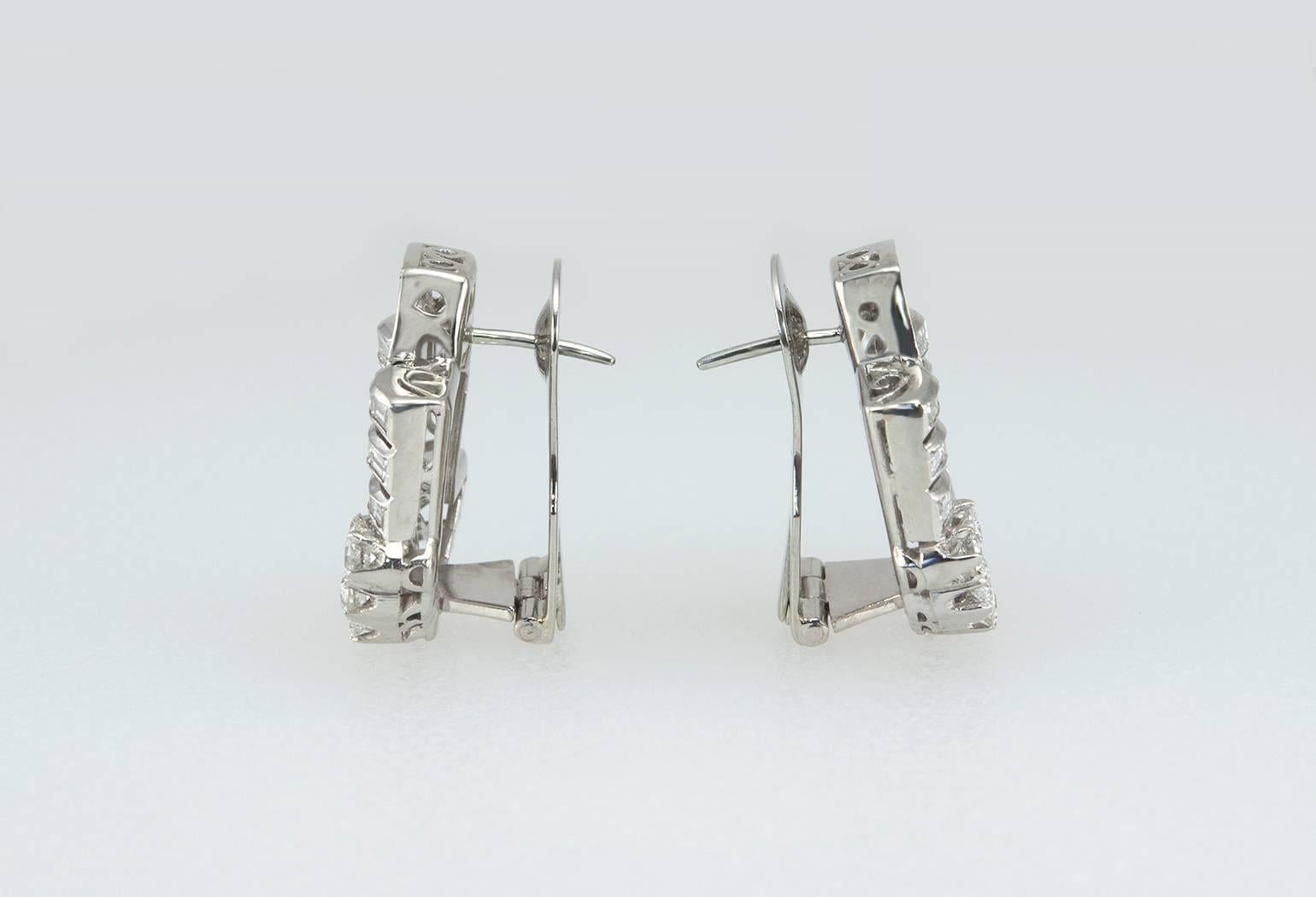 1940s Diamond Platinum Fan Drop Earrings 1