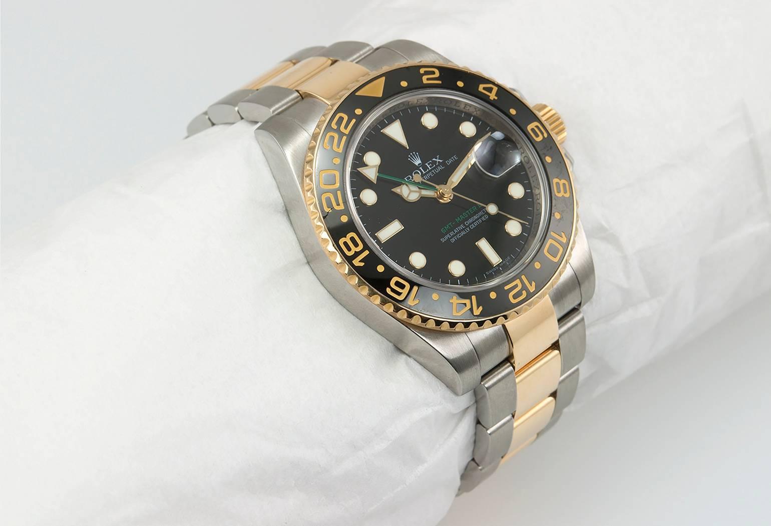 Rolex yellow gold stainless steel GMT Automatic Wristwatch Ref 116713 In Excellent Condition In Los Angeles, CA