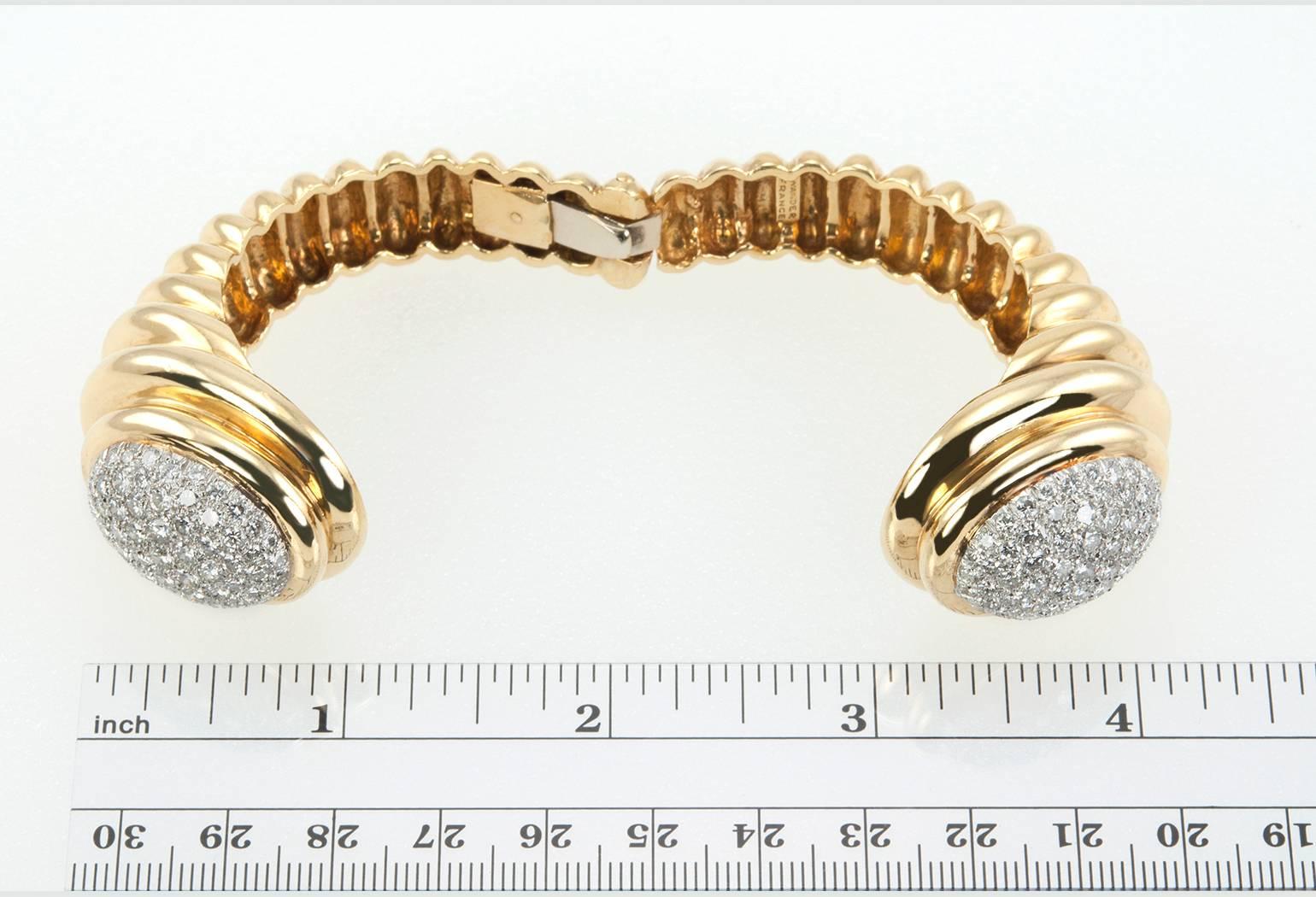 Wander Gold Diamond Cuff Bracelet, Circa 1970s For Sale 1